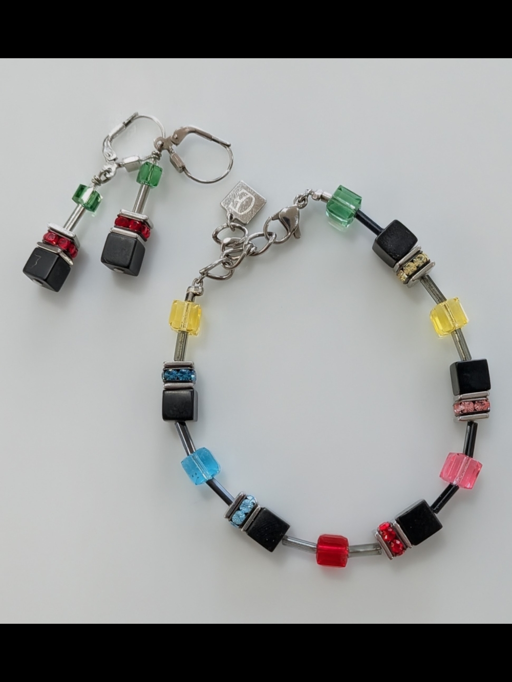 coeur de lion swarovski geo cube bracelet and earrings